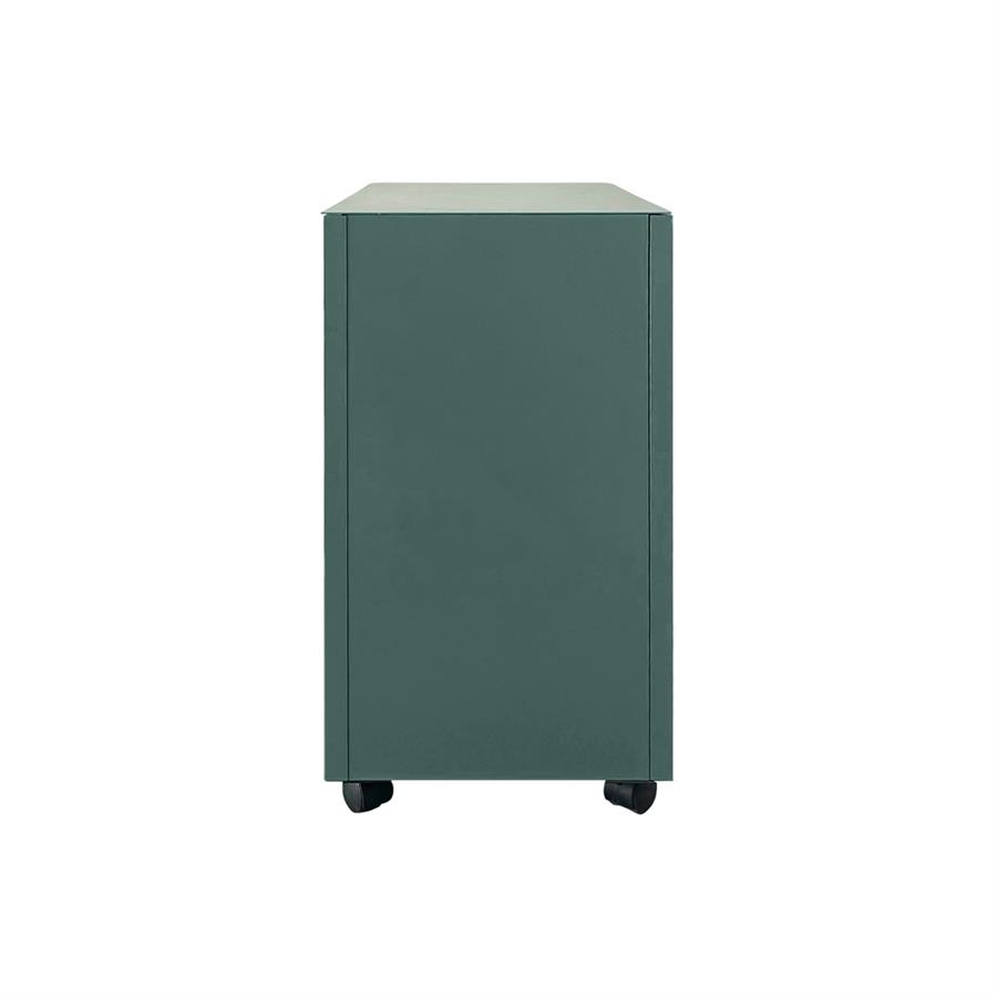Cassettiera da ufficio in acciaio verdone 3 cassetti con serratura e ruote 30x50x54 cm - Riley