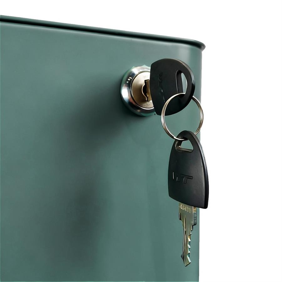 Cassettiera da ufficio in acciaio verdone 3 cassetti con serratura e ruote 30x50x54 cm - Riley