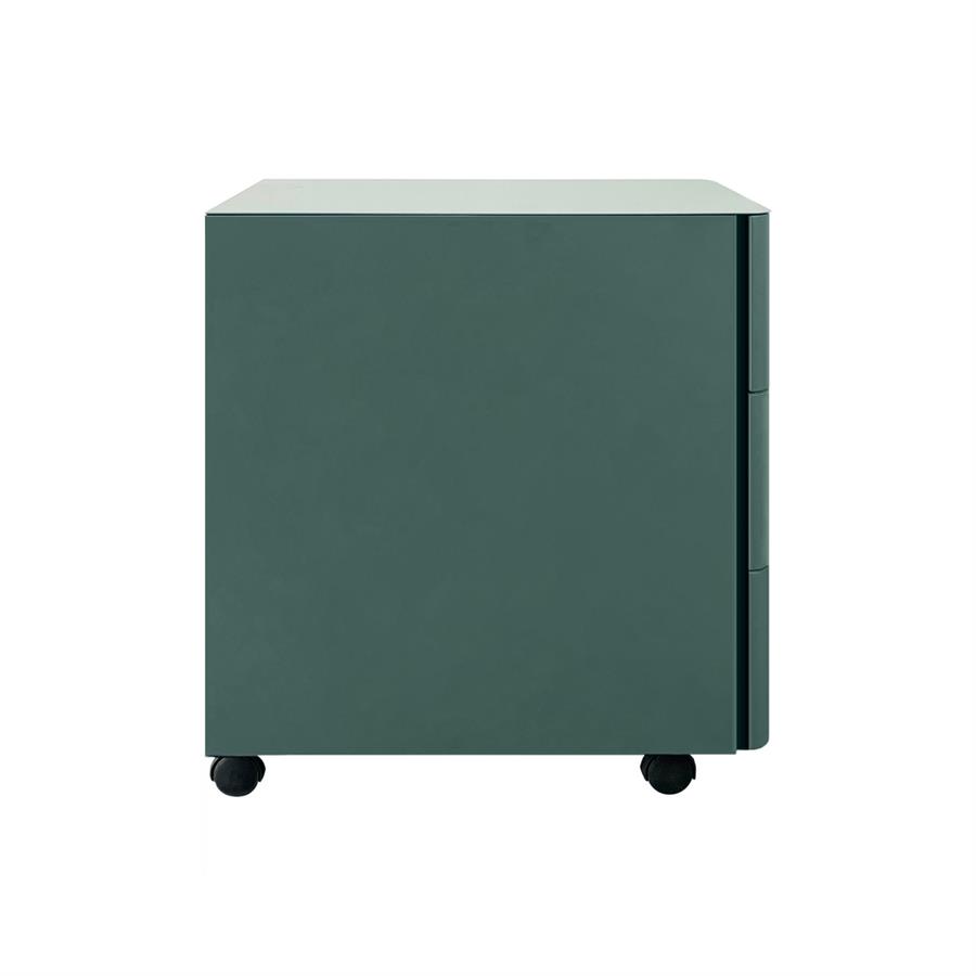 Cassettiera da ufficio in acciaio verdone 3 cassetti con serratura e ruote 30x50x54 cm - Riley