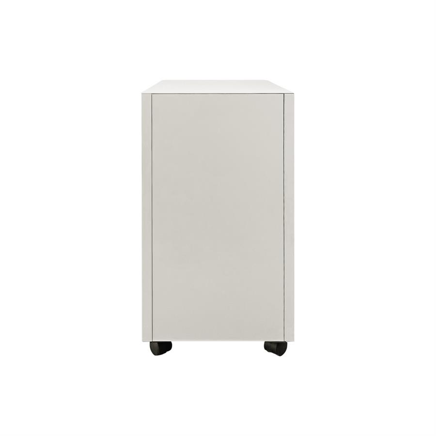 Cassettiera ufficio mobile in acciaio bianco 3 cassetti con serratura 30x50x54 cm su ruote - Riley