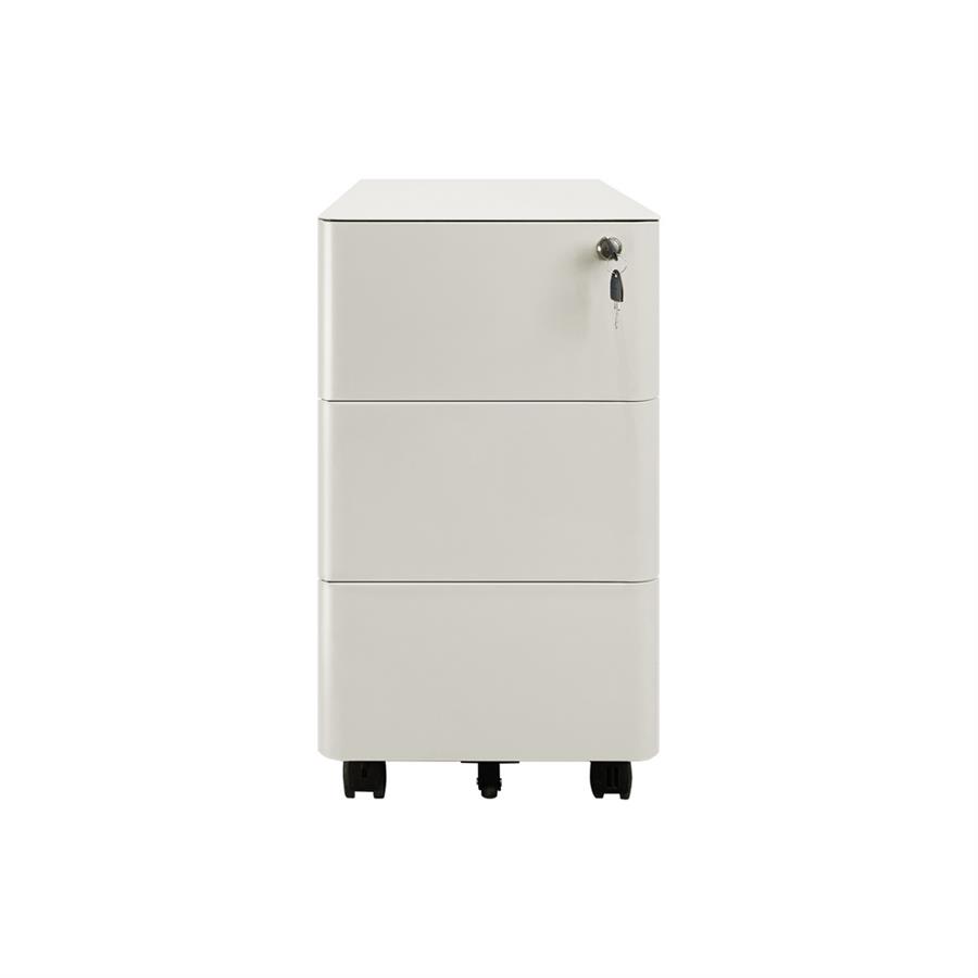 Cassettiera ufficio mobile in acciaio bianco 3 cassetti con serratura 30x50x54 cm su ruote - Riley