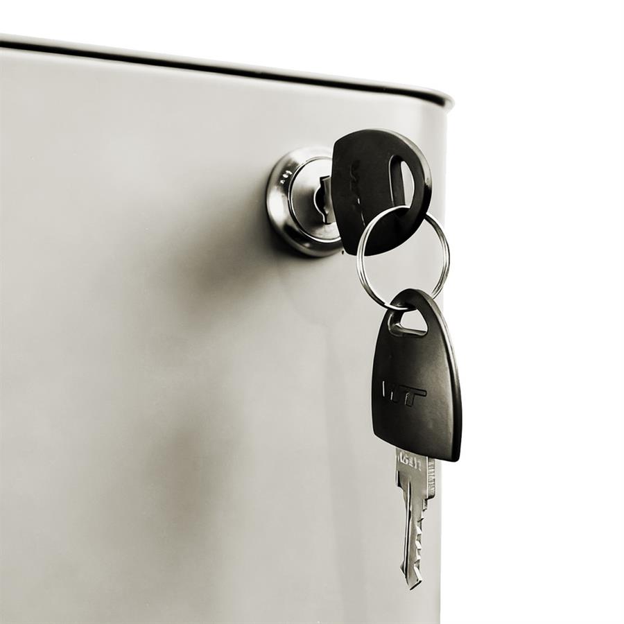 Cassettiera ufficio mobile in acciaio bianco 3 cassetti con serratura 30x50x54 cm su ruote - Riley