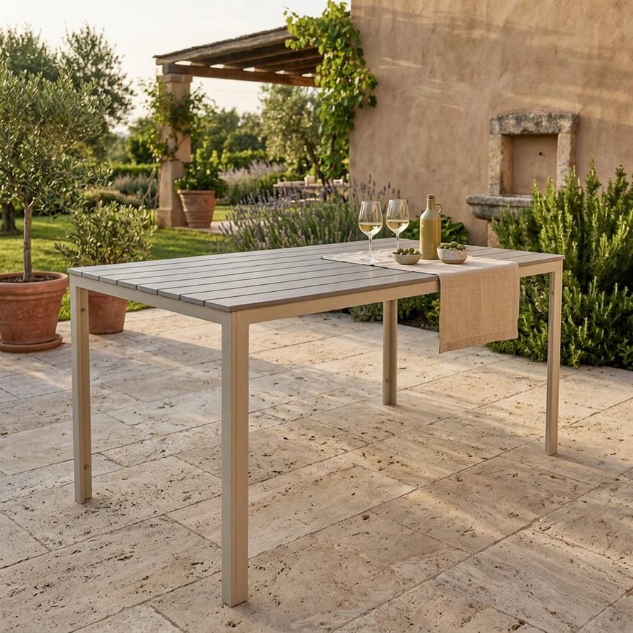 Tavolo da esterno rettangolare in resina tortora 156x78x74 cm - Andy