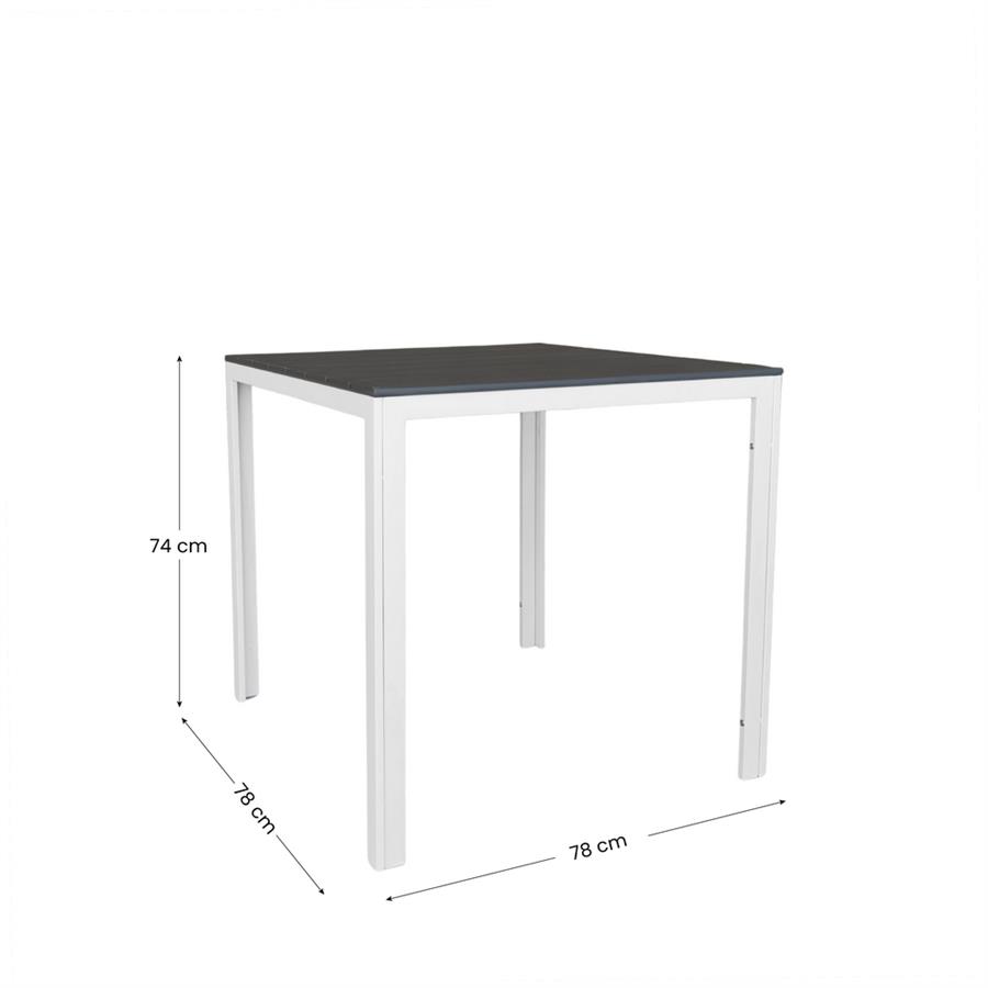 Tavolo da giardino in resina HDPE grigio 78x78x74 cm anti UV - Andy