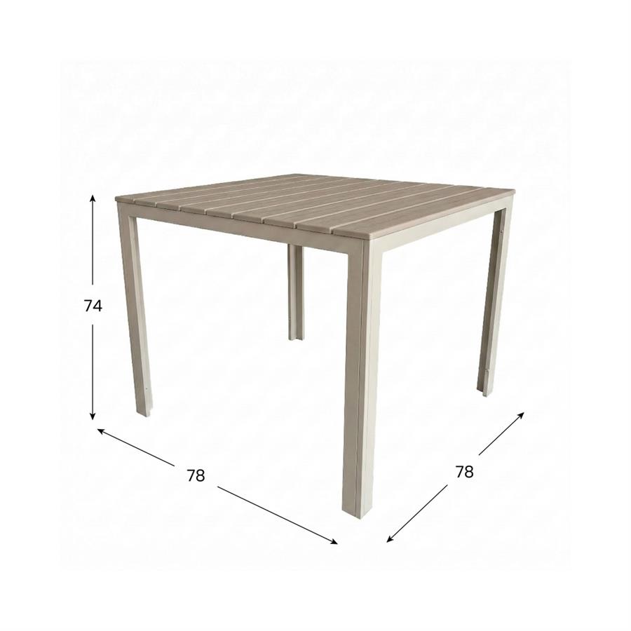 Tavolo da esterno in resina HDPE tortora 78x78x74 cm resistente ai raggi UV - Andy