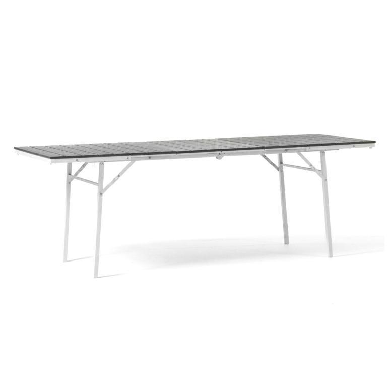 Tavolo pieghevole ed estensibile in resina HDPE grigio 166-214x78x76 cm - Andy