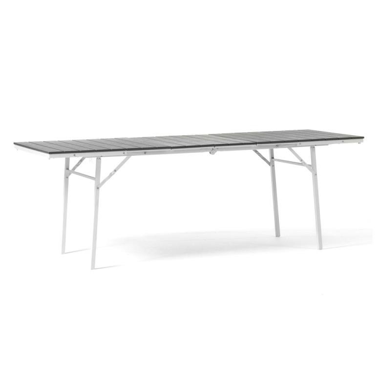 Tavolo pieghevole ed estensibile in resina HDPE grigio 166-214x78x76 cm - Andy