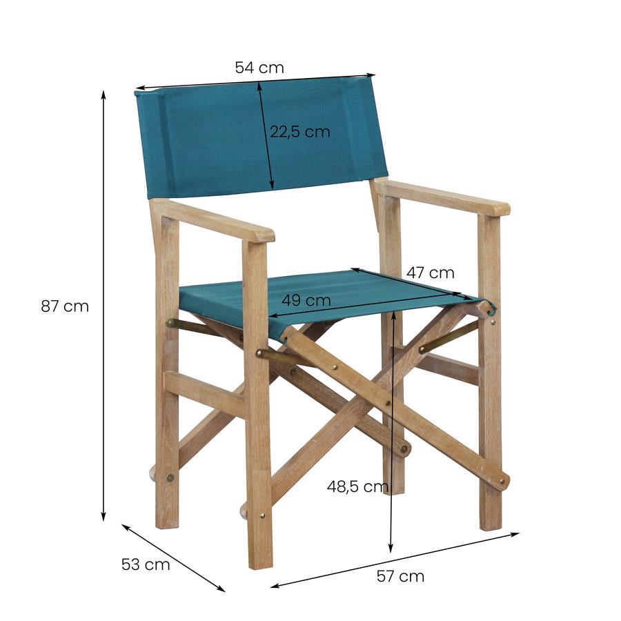Set 2 sedie regista in legno pieghevoli blu corallo - Brindisi