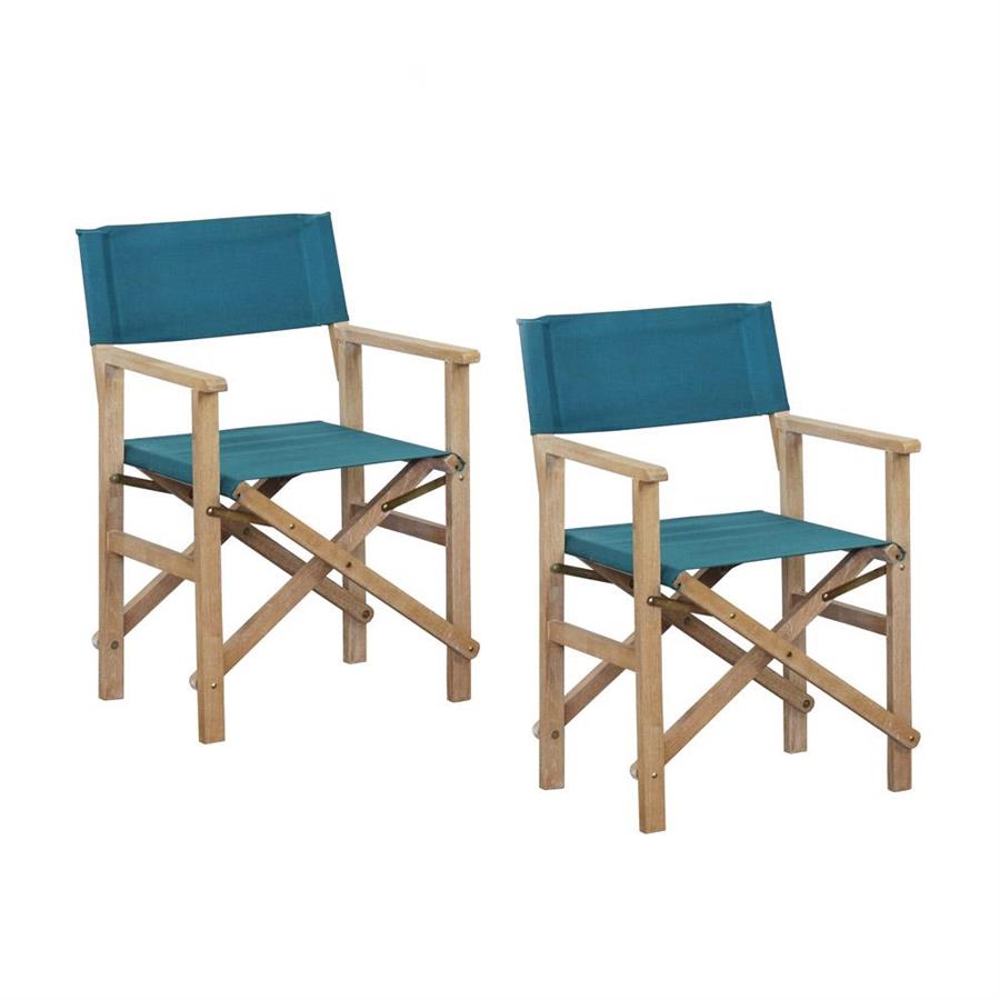 Set 2 sedie regista in legno pieghevoli blu corallo - Brindisi