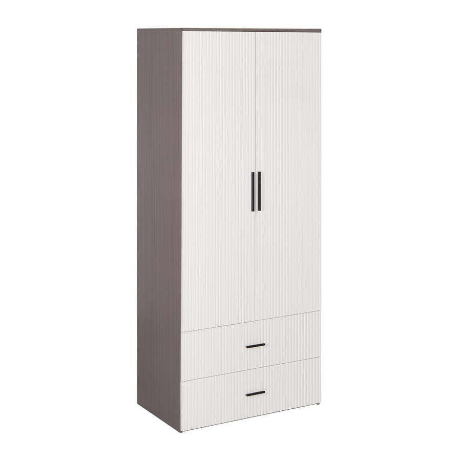 Armadio cannettato 2 ante avorio, con cassetti e mensole 87x54x210 cm - Trama