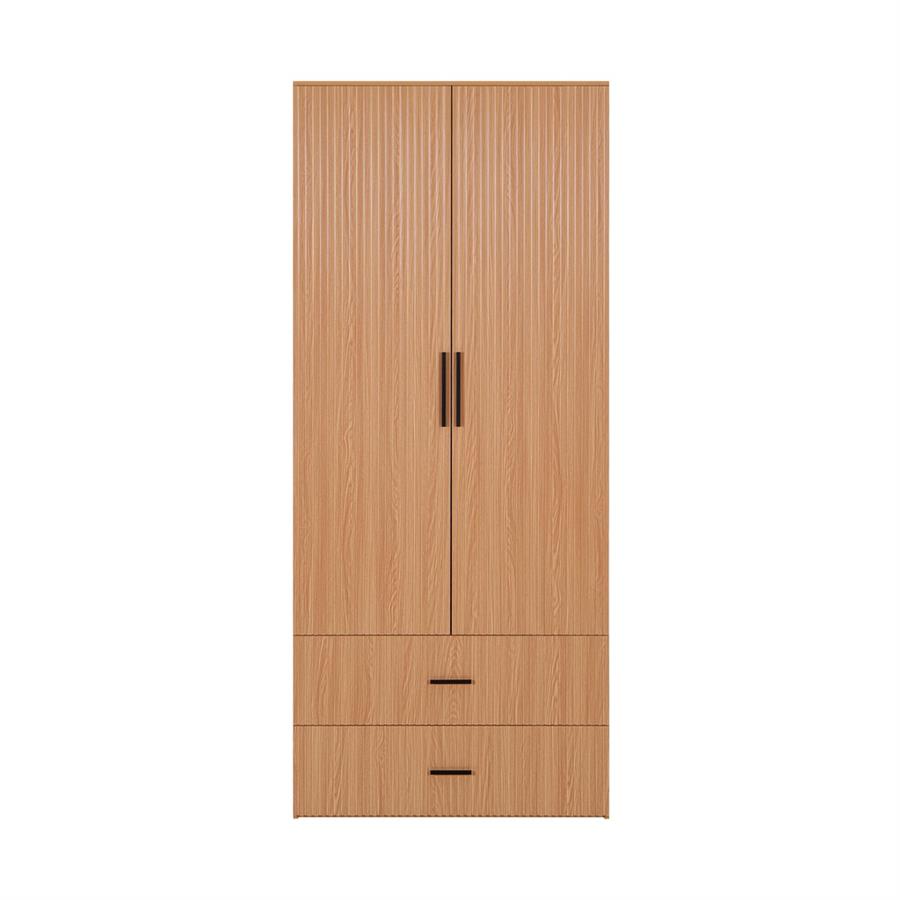 Armadio contenitore 2 ante rovere con maniglie nere 87x54x210 cm - Trama