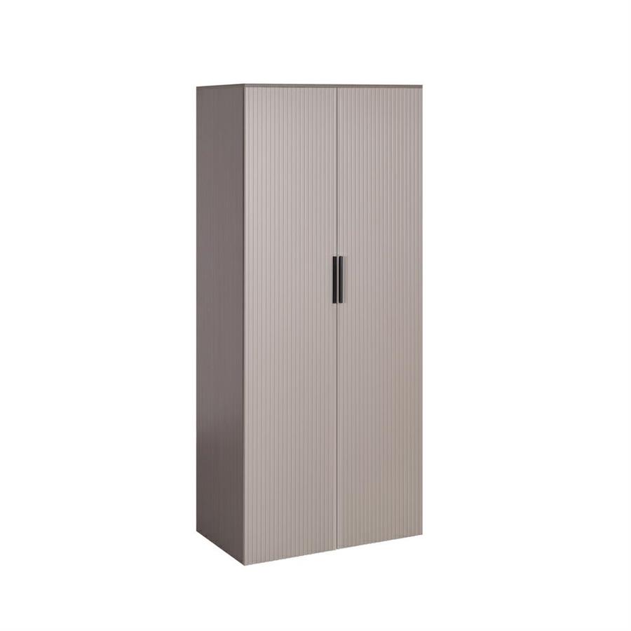 Armadio camera da letto a 2 ante tortora con maniglie nere 87x54x210 cm - Trama