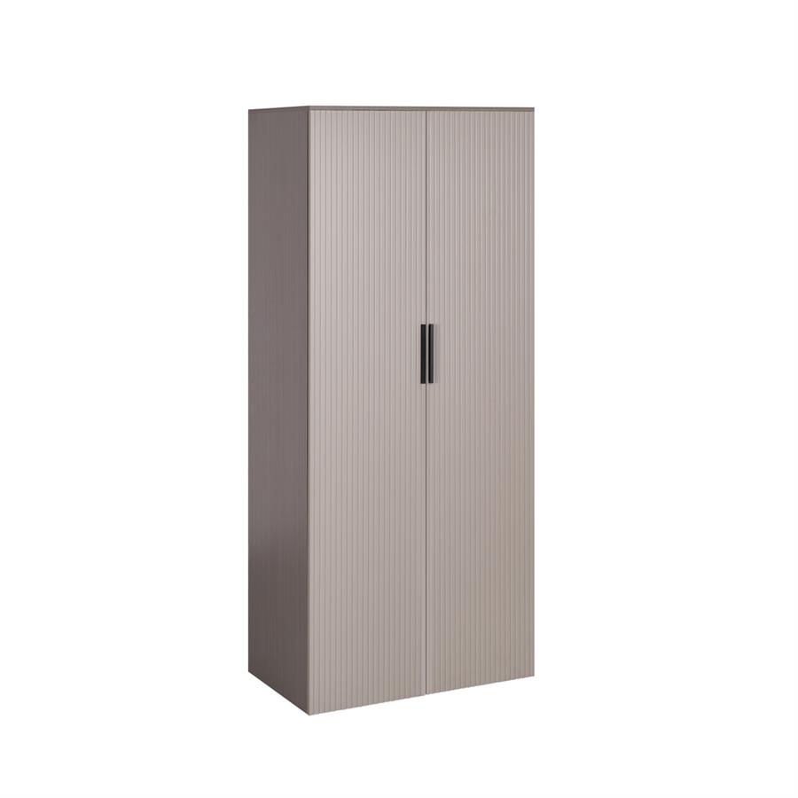 Armadio camera da letto a 2 ante tortora con maniglie nere 87x54x210 cm - Trama