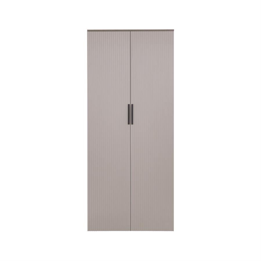 Armadio camera da letto a 2 ante tortora con maniglie nere 87x54x210 cm - Trama