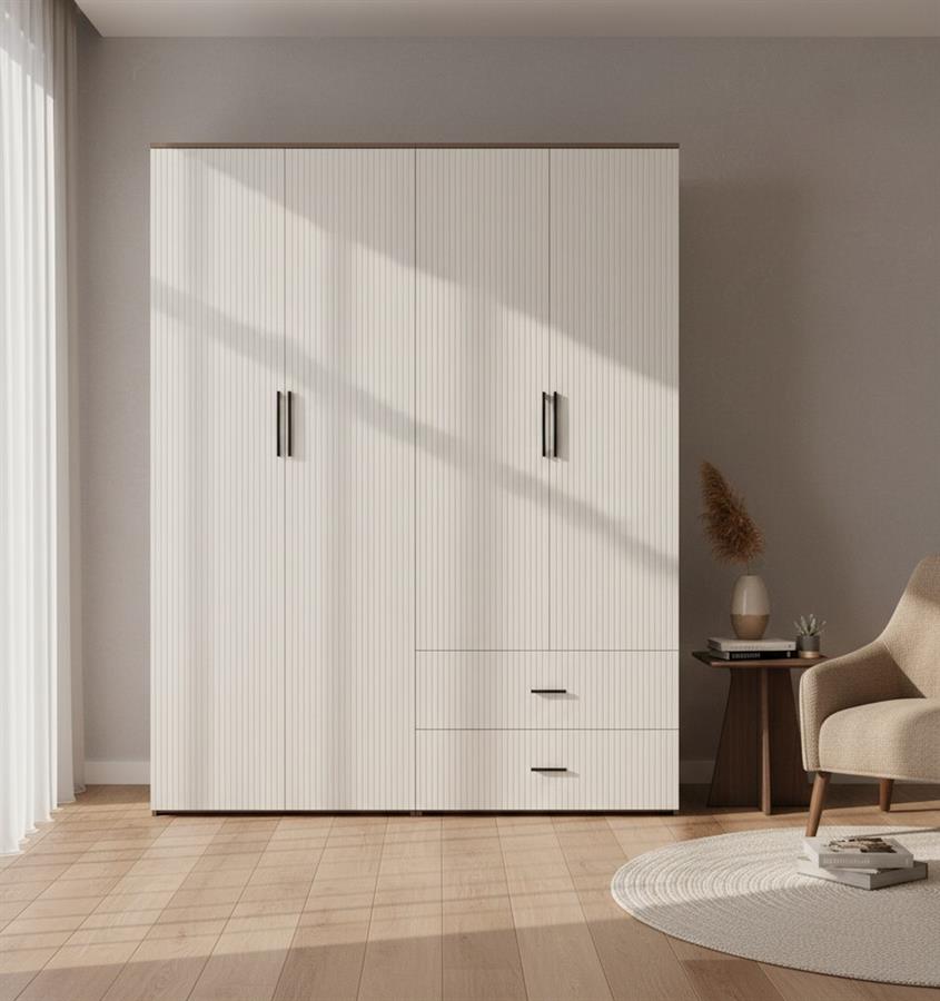 Armadio salvaspazio camera 7 ripiani avorio 87x54x210 cm - Trama