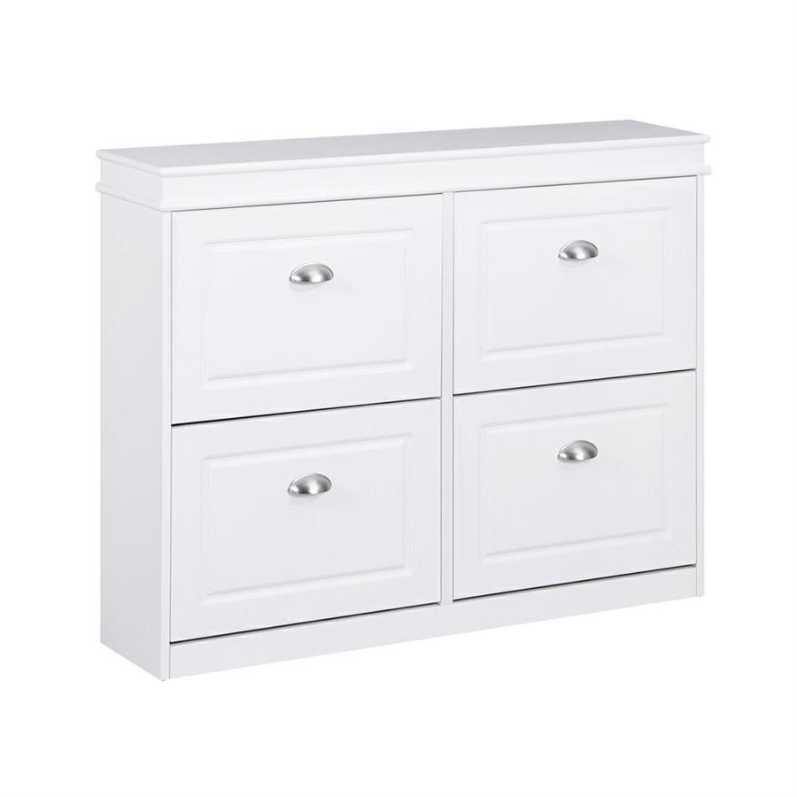 Scarpiera bianca 4 ribalte salvaspazio 105x24x82 cm con maniglie in alluminio- Vittoria