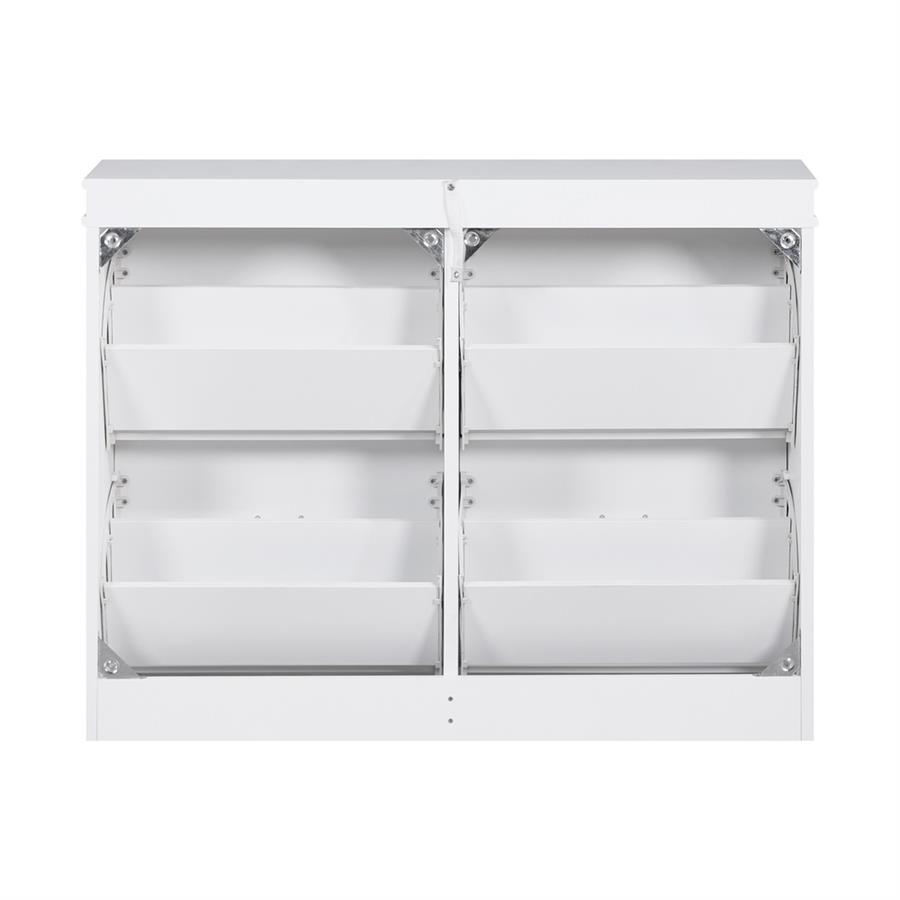 Scarpiera bianca 4 ribalte salvaspazio 105x24x82 cm con maniglie in alluminio- Vittoria