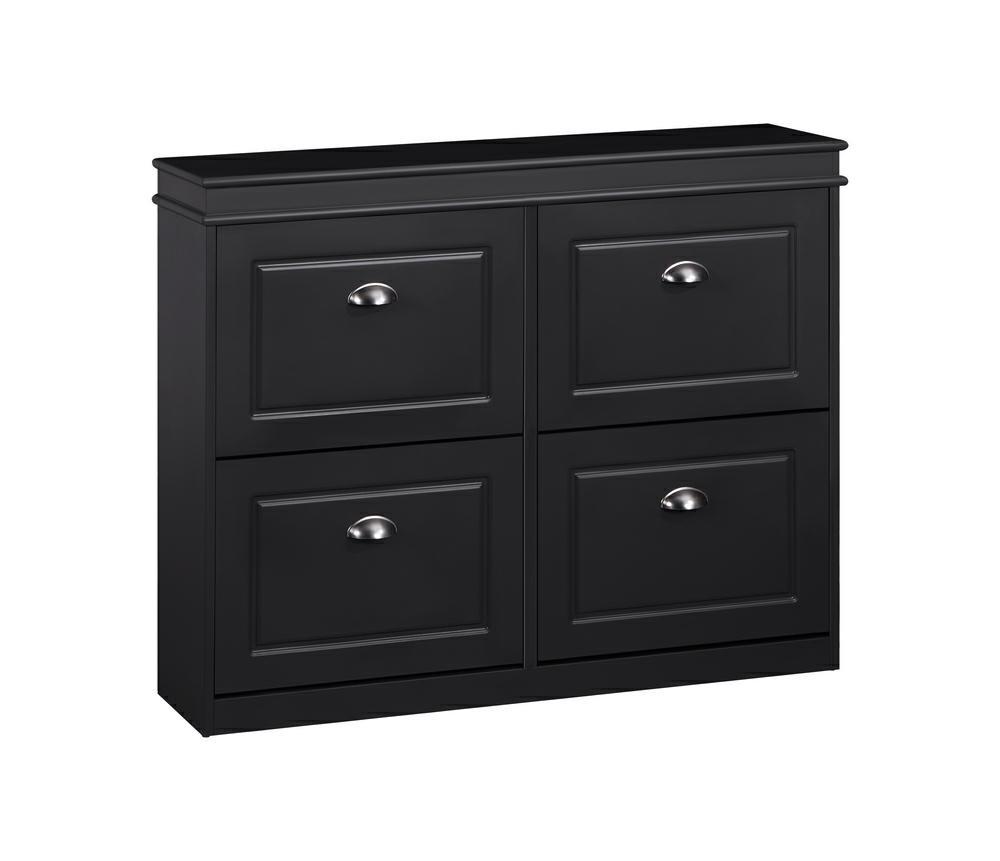 Mobile scarpiera grigio moderno con 4 ribalte 105x24x82 cm design bugnato- Vittoria