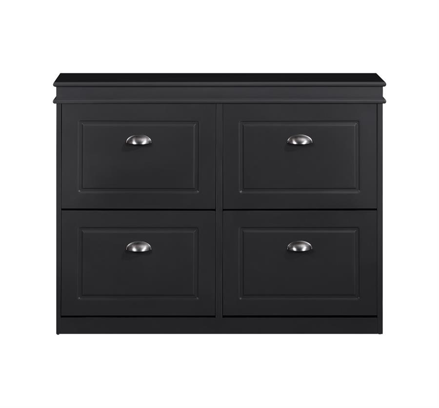 Mobile scarpiera grigio moderno con 4 ribalte 105x24x82 cm design bugnato- Vittoria