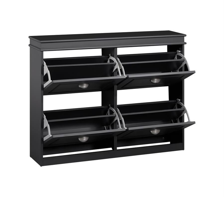 Mobile scarpiera grigio moderno con 4 ribalte 105x24x82 cm design bugnato- Vittoria