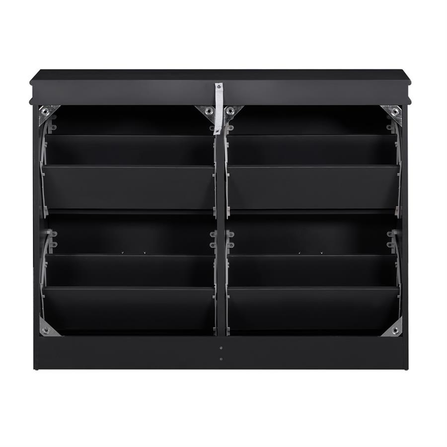 Mobile scarpiera grigio moderno con 4 ribalte 105x24x82 cm design bugnato- Vittoria