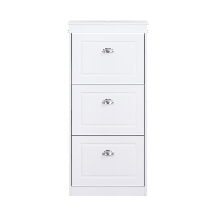 Scarpiera bianca salvaspazio 3 ribalte verticali 53x24x117 cm design bugnato- Vittoria