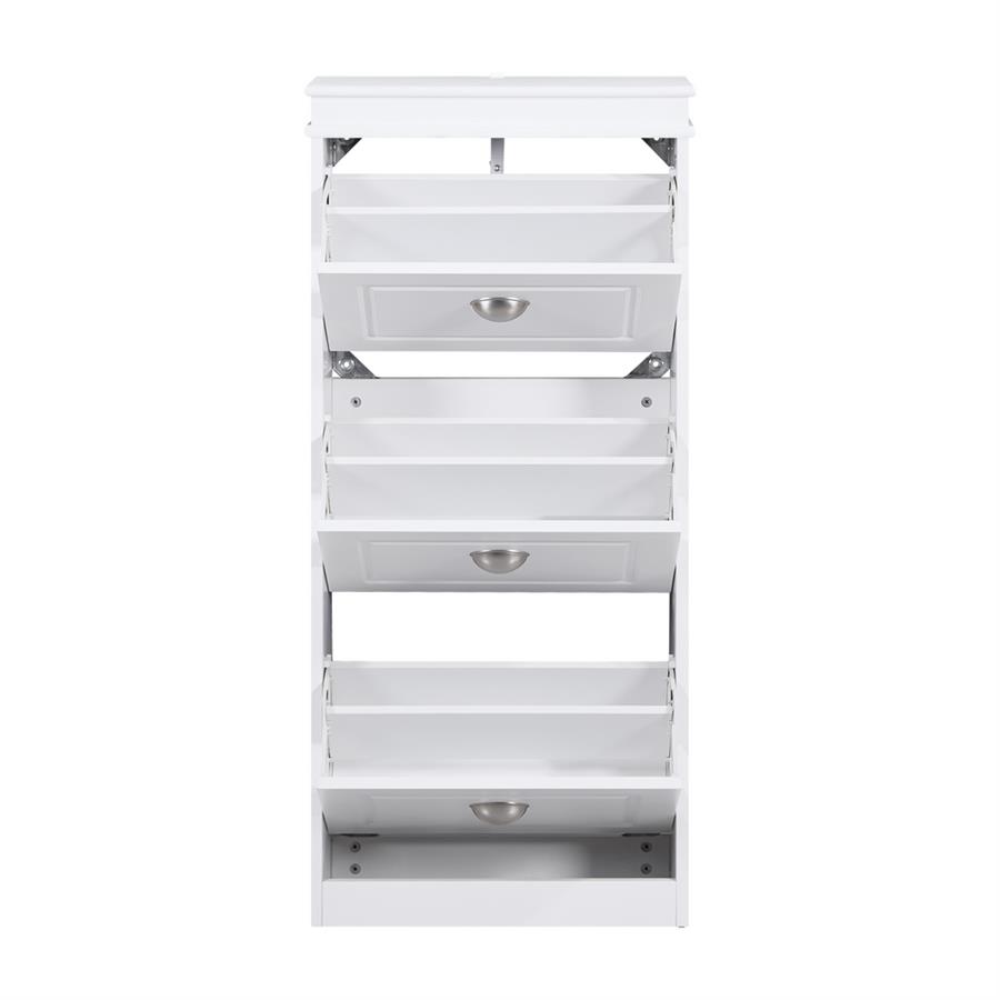 Scarpiera bianca salvaspazio 3 ribalte verticali 53x24x117 cm design bugnato- Vittoria