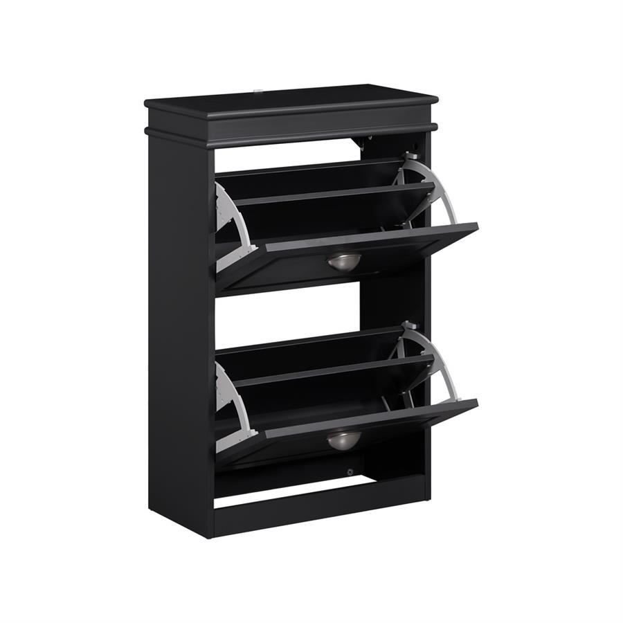 Mobile scarpiera grigia con 2 ribalte 53x24x82 cm compatta per ingresso- Vittoria