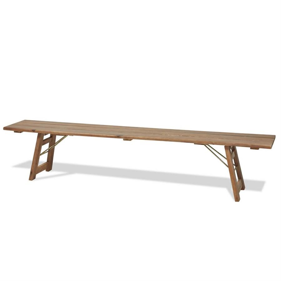 Panca in Legno di Acacia Oliata 220 cm con Gambe Pieghevoli