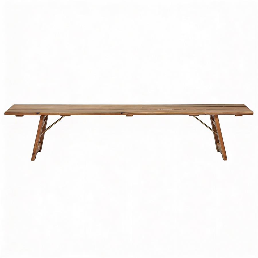 Panca in Legno di Acacia Oliata 220 cm con Gambe Pieghevoli- Beer