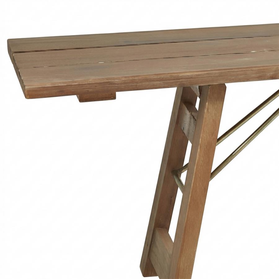 Panca in Legno di Acacia Oliata 220 cm con Gambe Pieghevoli- Beer