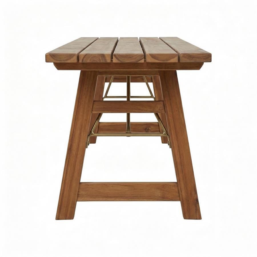 Panca in Legno di Acacia Oliata 220 cm con Gambe Pieghevoli- Beer