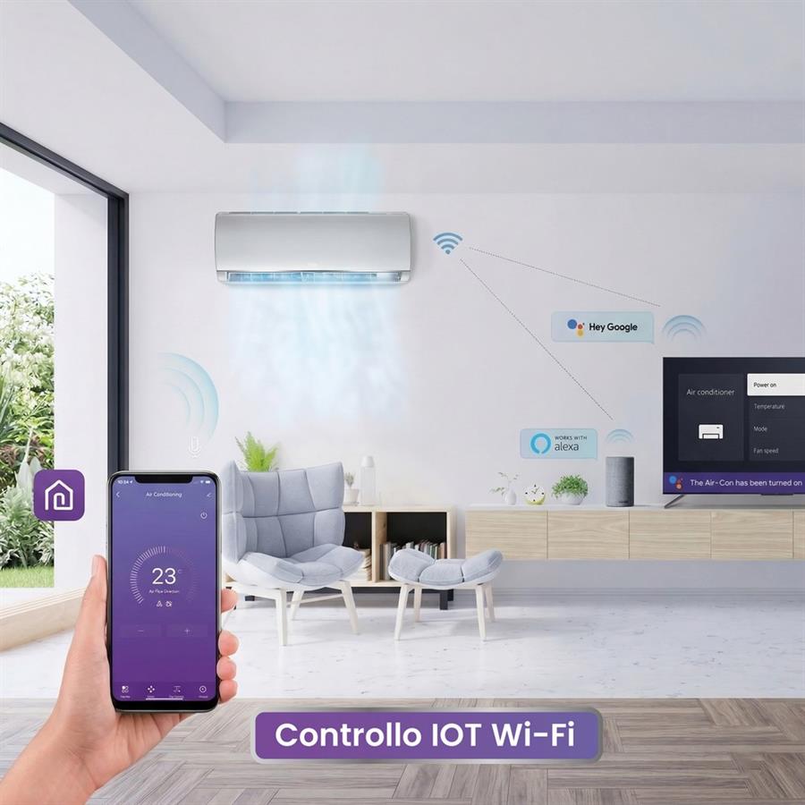 Condizionatore 12000 BTU Inverter White Serie Elite WiFi A++ Pompa di Calore