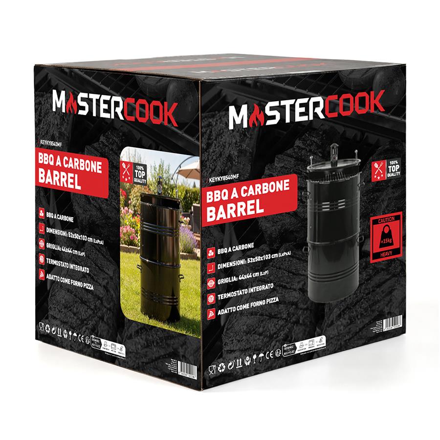 Barbecue a carbone affumicatore con griglia 47 cm - Barrel