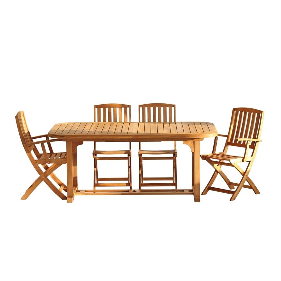 Sedie da esterno in legno naturale con braccioli, set da 2 sedie - Navis