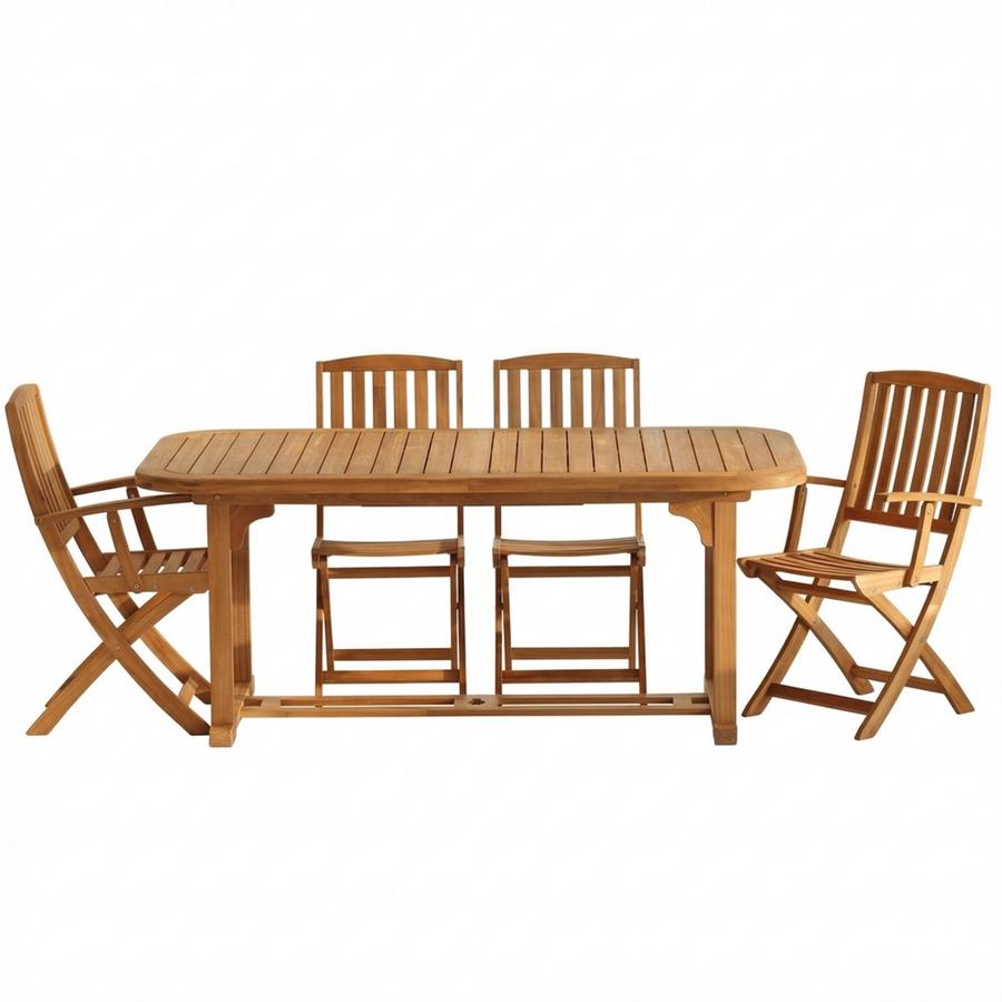Sedie da esterno in legno naturale con braccioli, set da 2 sedie - Navis