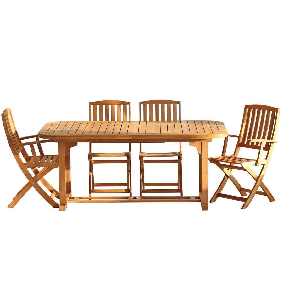 Sedie da esterno in legno naturale con braccioli, set da 2 sedie - Navis