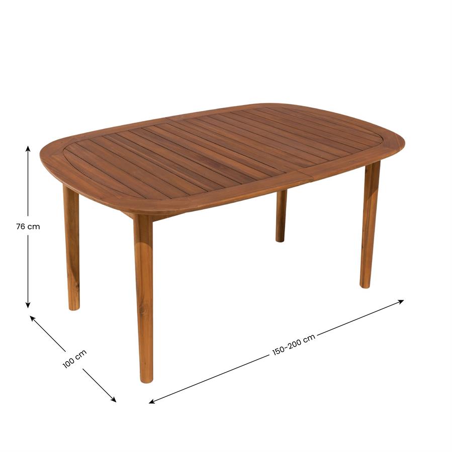 Tavolo estensibile in acacia 150-200 cm con top ovale - Ischia