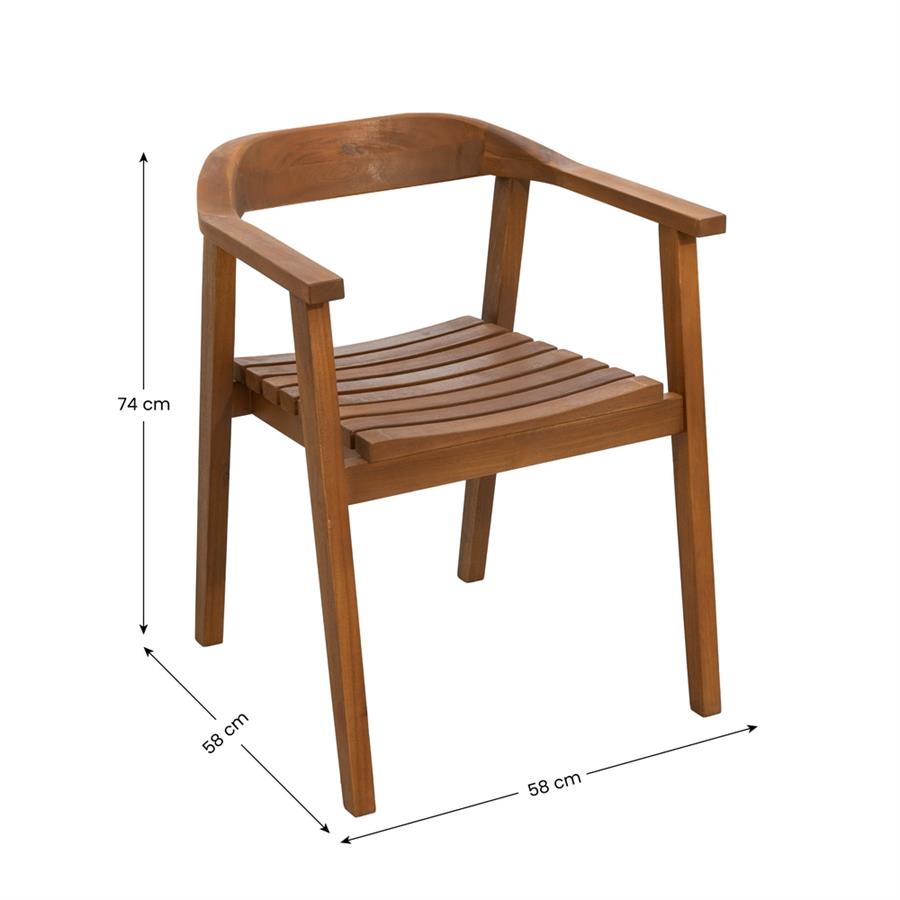 Sedia in legno di acacia oliata da giardino con braccioli - Ischia