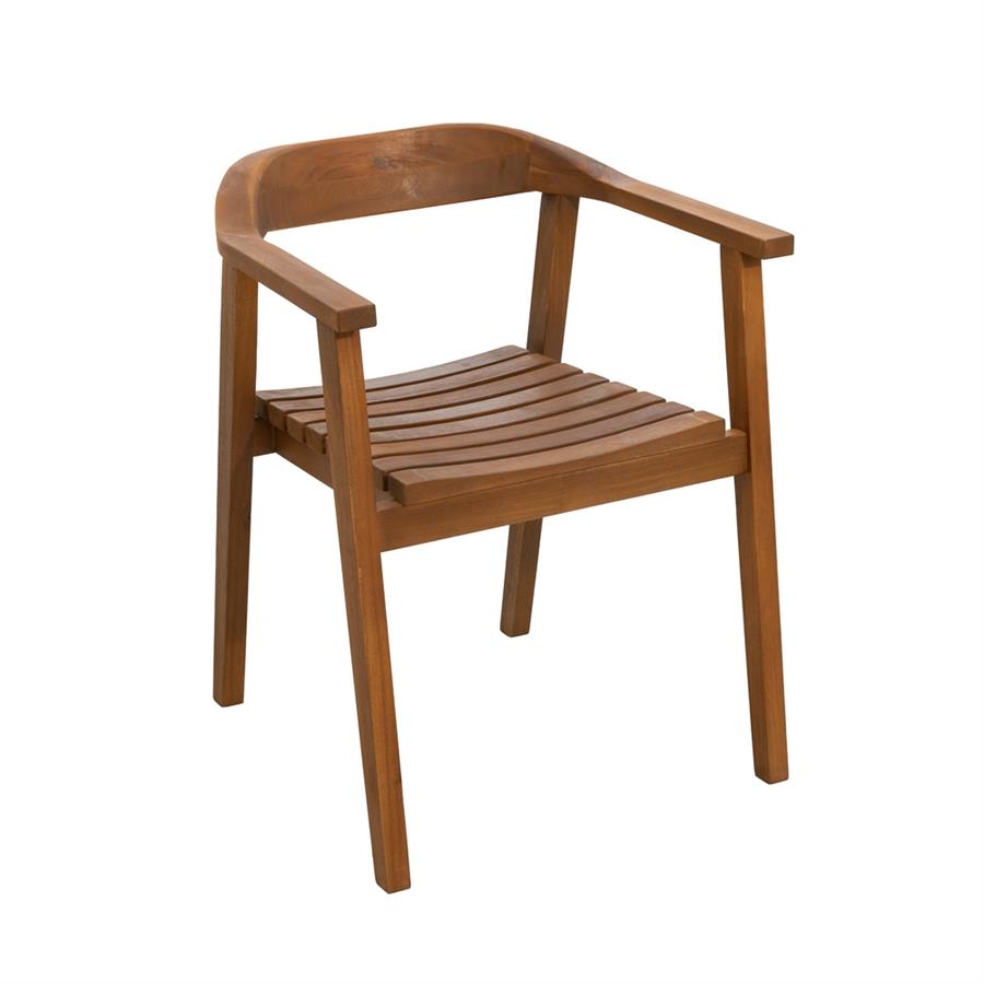 Sedia in legno di acacia oliata da giardino con braccioli - Ischia