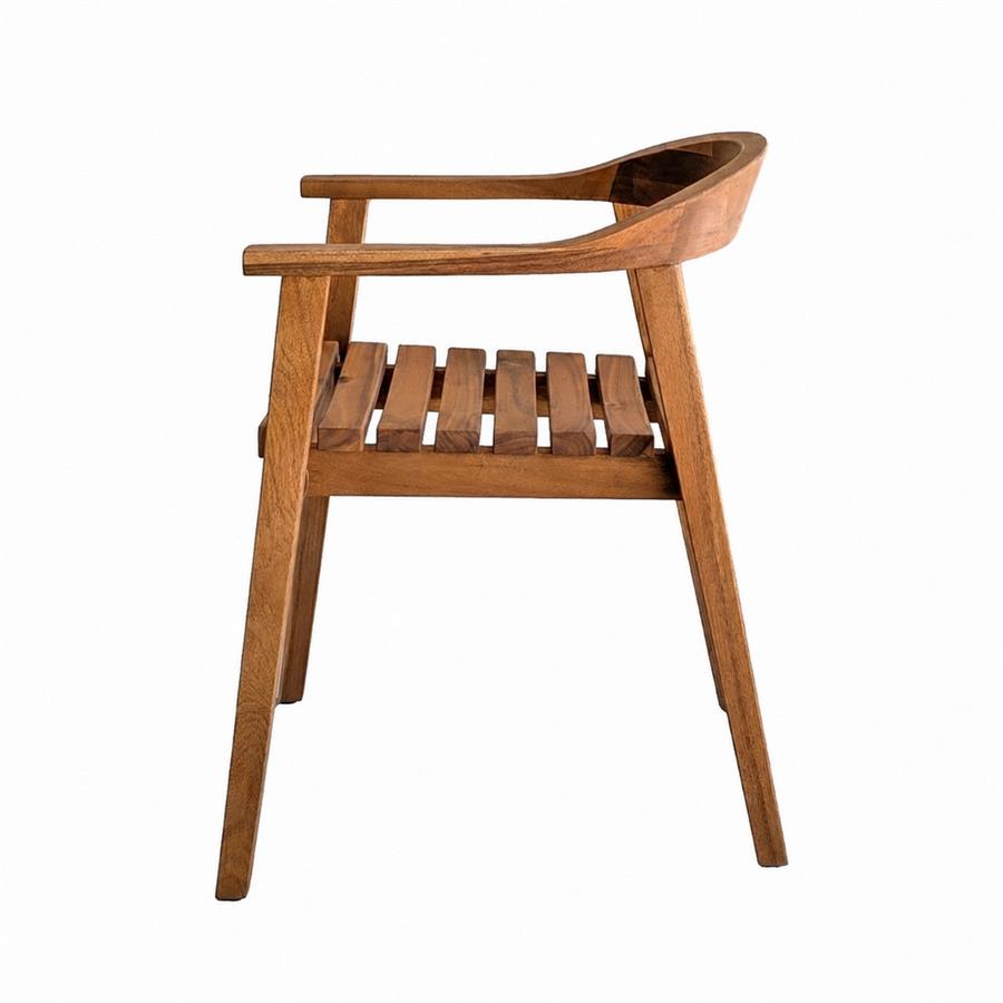 Sedia in legno di acacia oliata da giardino con braccioli - Ischia
