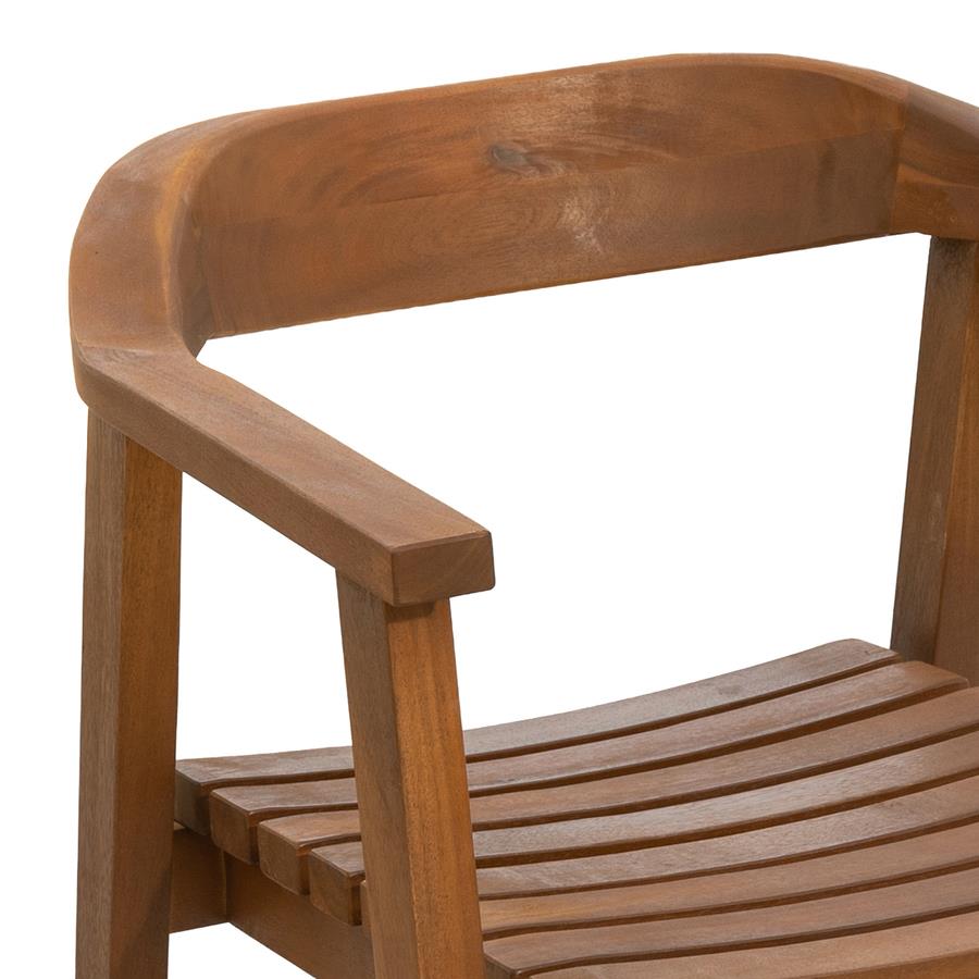 Sedia in legno di acacia oliata da giardino con braccioli - Ischia