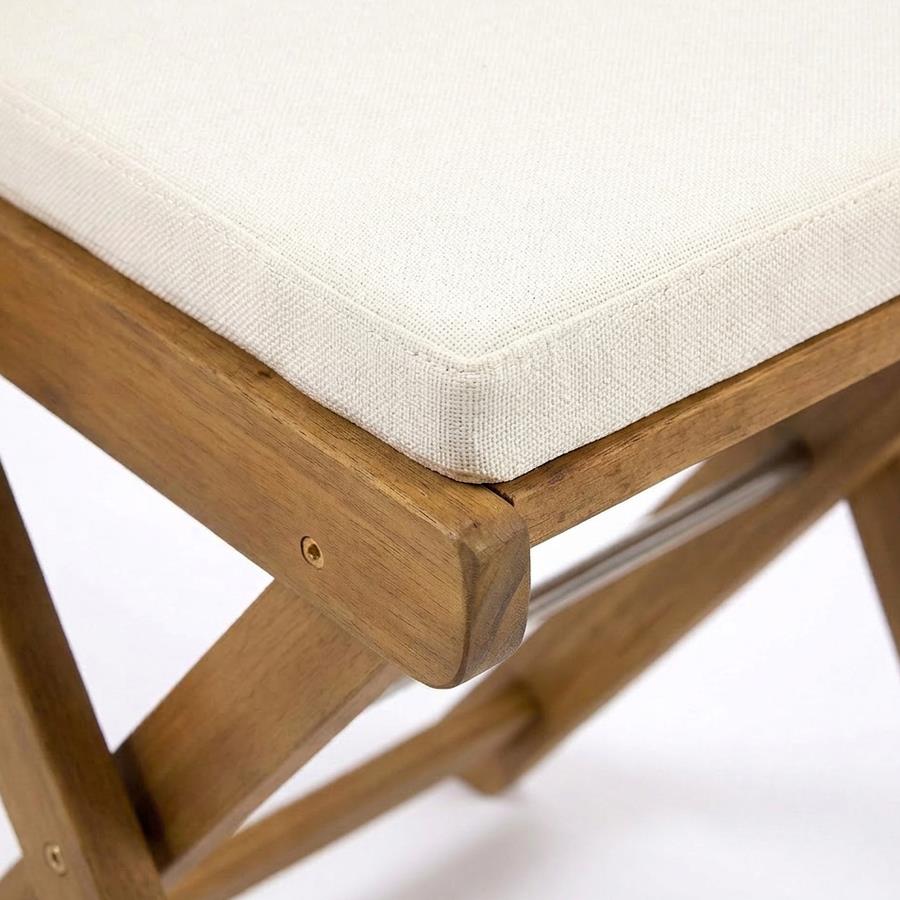 Set tavolo e sedie pieghevoli in legno di acacia con cuscini ecru - Procida