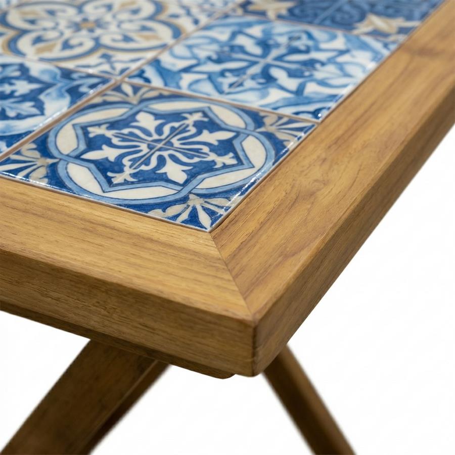 Set tavolo e sedie pieghevoli in legno di acacia con cuscini ecru - Procida