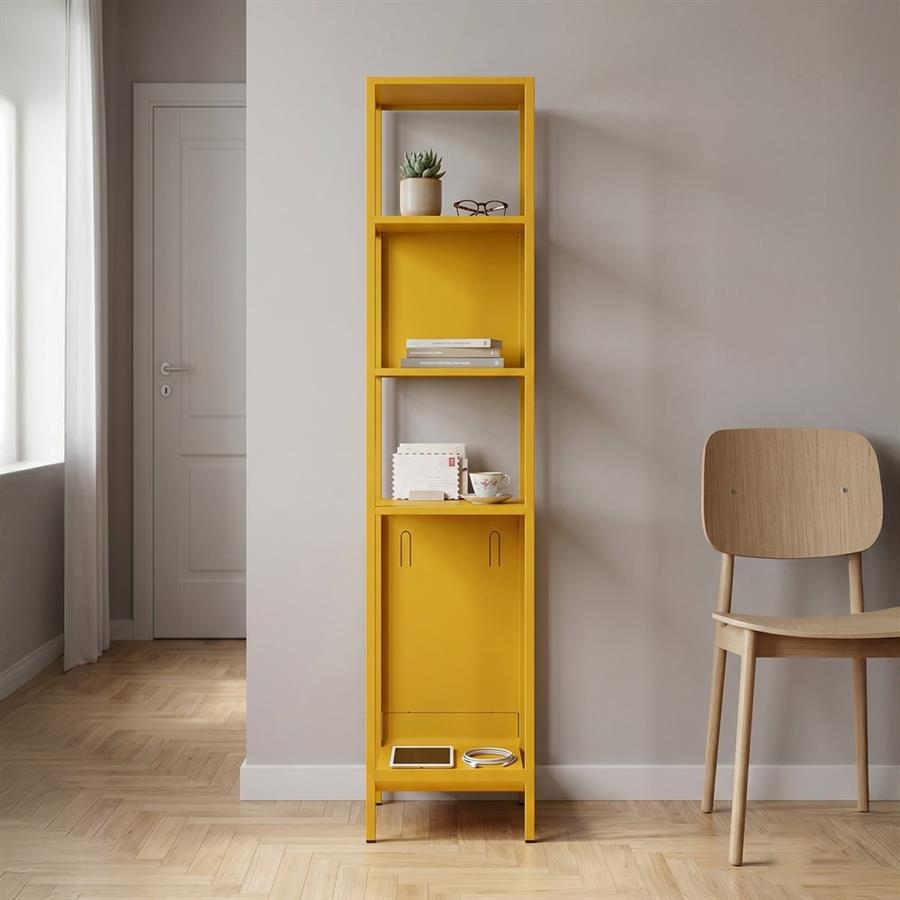 Colonna metallica 5 ripiani senape 35x35x120 cm - Pop