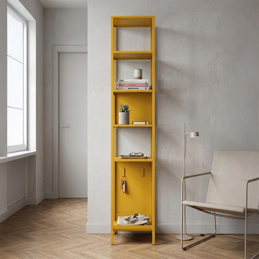 Colonna metallica 6 ripiani senape 35x35x150 cm - Pop