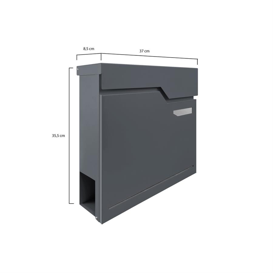 Cassetta postale antracite in acciaio zincato 37x35,5 cm con serratura - Will