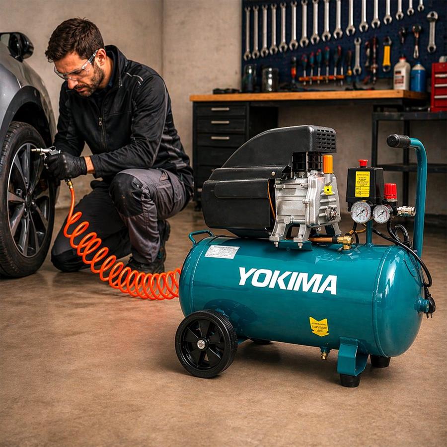 Compressore aria 50 Litri 2,5HP 220V portata 185L/min - Yokima