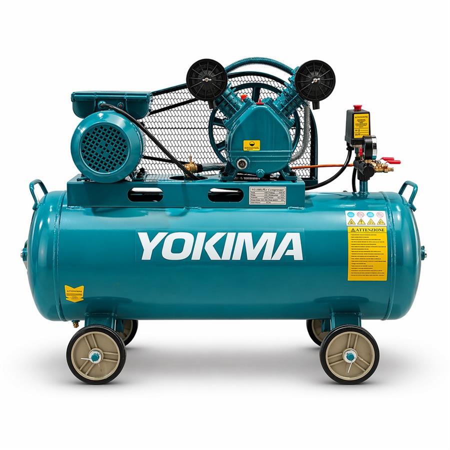 Compressore aria 100L doppio cilindro 8 bar 2HP - Yokima