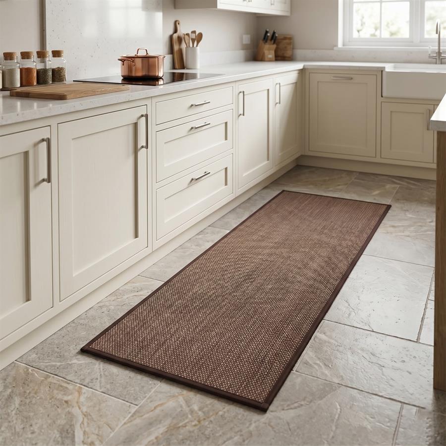 Passatoia cucina marrone 45x120 cm antiscivolo effetto lino